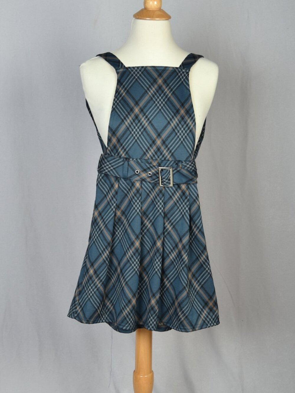 Planet Gold Blue Plaid Adjustable Straps Jumper Size XXS